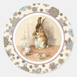 Vintage Bunny Påsk Runt Klistermärke