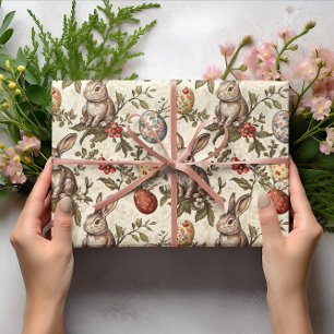 Vintage Bunny & Påskägg Mönster Presentpapper