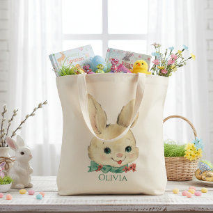 Vintage Bunny Personlig Påsk Tygkasse