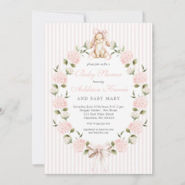 Vintage Bunny Pink Bow Floral Girl Baby Shower  Inbjudningar