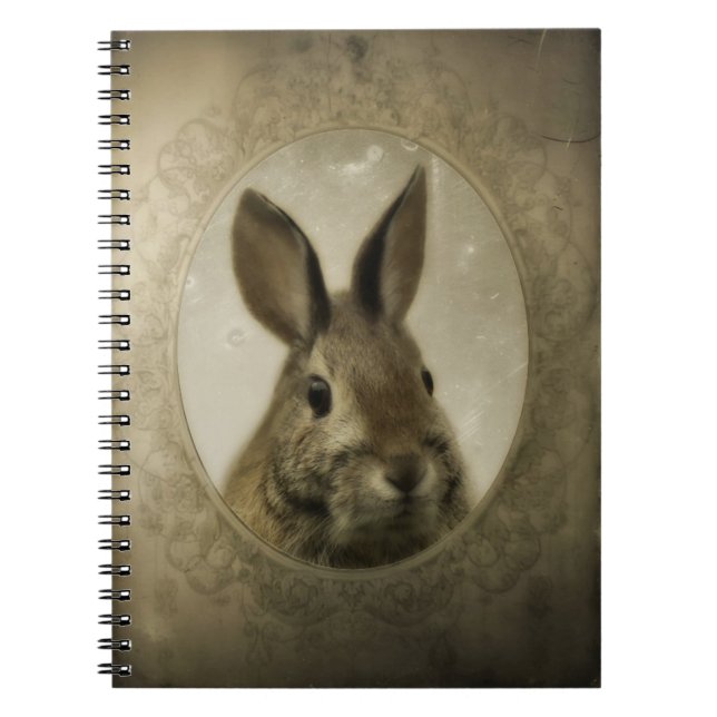 Vintage Bunny Porträtt Anteckningsbok (Framsidan)