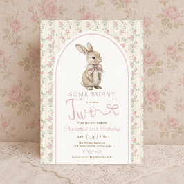  Vintage Bunny Rabbit 2:a födelsedagsflickan Inbjudningar