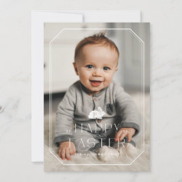 Vintage Bunny Ram Påsk-fotokort - vitt Spara Datumet