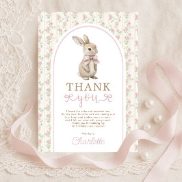  Vintage Bunny Rosa Bow Birthday Girl Tack Kort