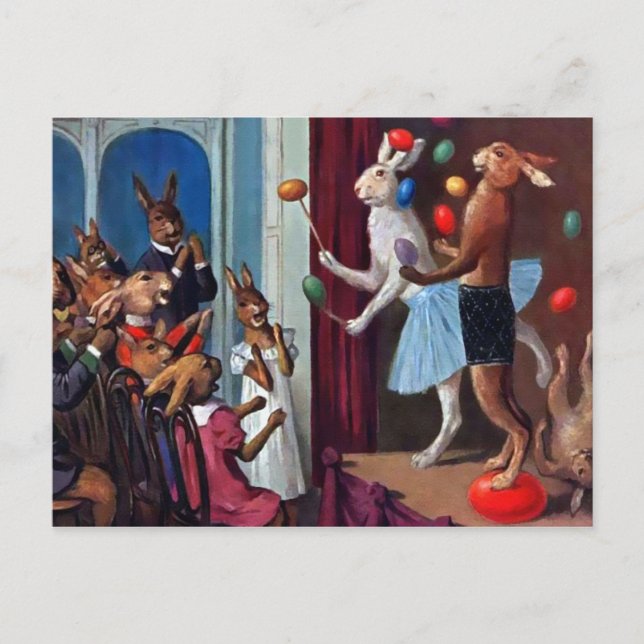 Vintage Bunny Show Postcard Vykort (Framsida)