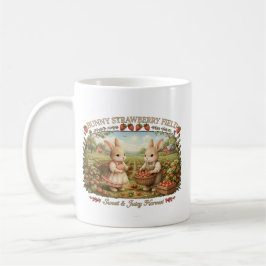 Vintage Bunny Strawberry Field Cottagecore Illustr Kaffemugg