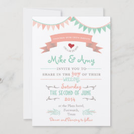 Vintage Bunting Whimsical Wedding bjudande Inbjudningar