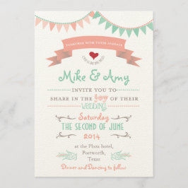 Vintage Bunting Whimsical Wedding bjudande Inbjudningar