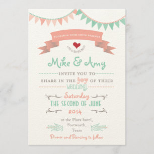 Vintage Bunting Whimsical Wedding bjudande Inbjudningar