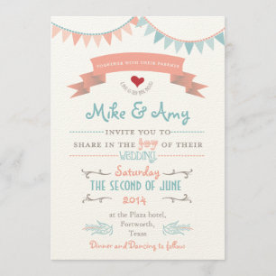 Vintage Bunting Whimsical Wedding bjudande Inbjudningar