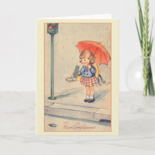 Vintage Buon Compleanno Italienskt födelsedagskort Kort