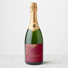 Vintage Burgandy Guld Blommigt Damask Cheer Bröllo