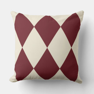 Vintage burgunder Harlequin diamantmönster | Retro Kudde