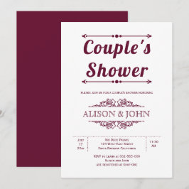 Vintage burgundtypografi par dusch inbjudningar