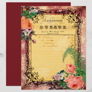 Vintage Burgundy Ephemera Ramar Scrapbook Papper
