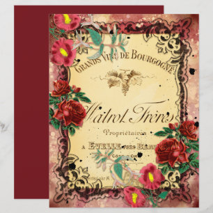 Vintage Burgundy Ephemera Ramar Scrapbook Papper