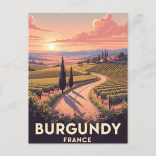 Vintage Burgundy Frankrike Resa Vykort