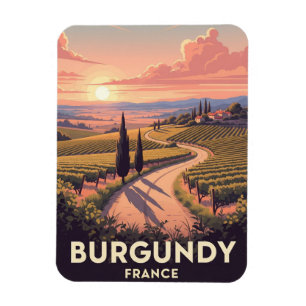 Vintage Burgundy Frankrike Travel Magnet