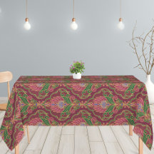 Vintage Burgundy, Green and Gold Floral Pattern