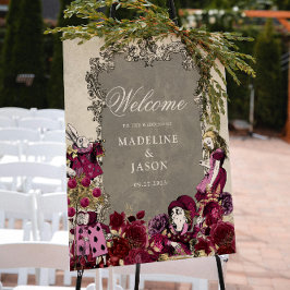 Vintage Burgundy Guld Alice i Wonderland Bröllop Poster