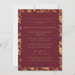 Vintage Burgundy & Guld Chinoiserie 2 Tillfällen Inbjudningar