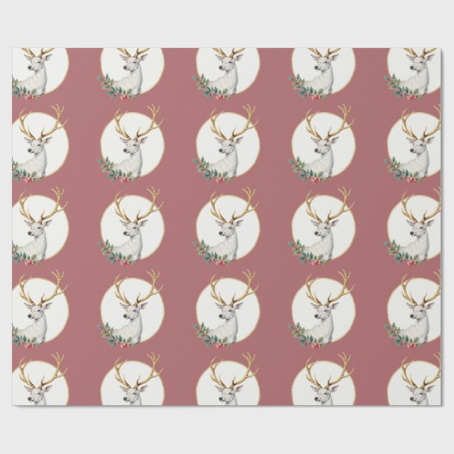 Vintage Burgundy Hjorthornsinslagspapper Presentpapper (Platt)