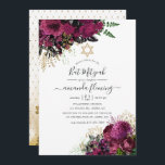 Vintage Burgundy - Marsala och Guld Bat mitzvah Inbjudningar<br><div class="desc">Vintage marsala (burgundy) och blommor av guld shabby-chic bat mitzvah inbjudan med plommonaccenter och svarta.</div>