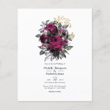 Vintage Burgundy - Marsala och Guld Blommigt Bröll