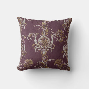 Vintage Burgundy och Guld Damask Kudde