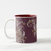 Vintage Burgundy och Guld Damask