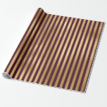 Vintage Burgundy Red och Guld Rand Presentpapper<br><div class="desc">Den griniga burgundan i Paris vintage och guld strimlade mönster papper.</div>