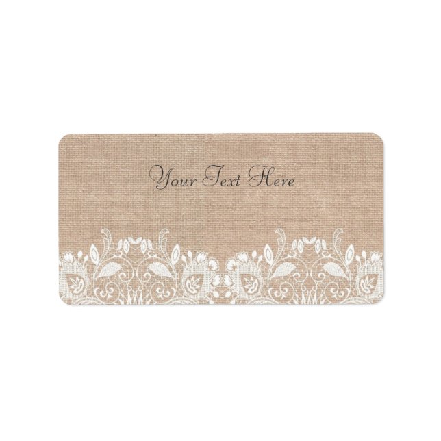 Vintage Burlap & Lace Adressetiketter (Framsidan)