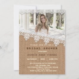 Vintage Burlap Snöre Photo Möhippa Inbjudningar