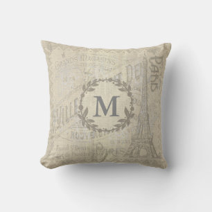 Vintage Burlap utomhus- texturerade PARIS kudder Kudde