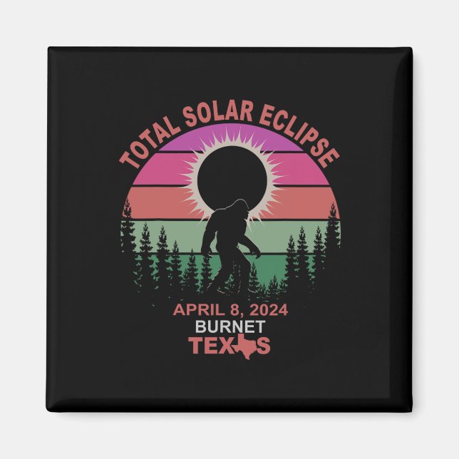 Vintage Burnet Texas Total Solar Eclipse 2024 Magnet (Framsidan)