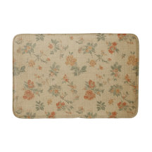 Vintage Burnt Orange and Sage Green Floral