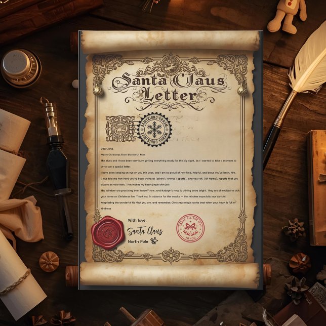 Vintage Burnt Parchment Santa Claus Letter  Inbjudningar (Skapare uppladdad)