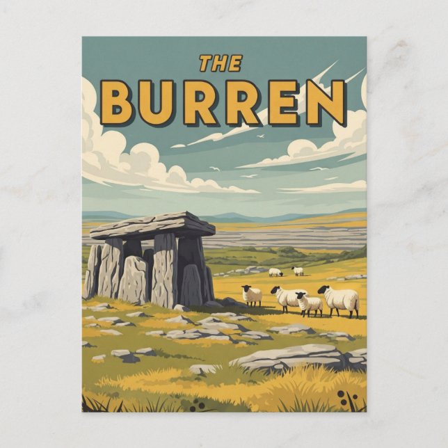 Vintage Burren Ireland Travel Vykort (Framsida)