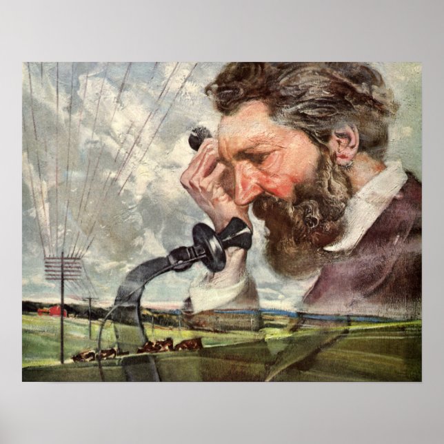 Vintage Business, Alexander Graham Bell Telefon Poster (Framsidan)