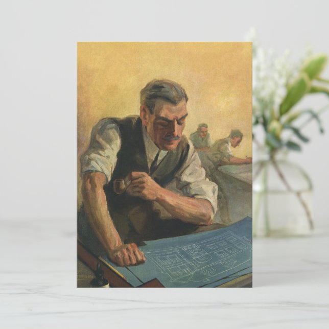 Vintage Business Architect och Byggnad Blueprint (Stående Fram)