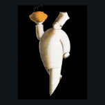 Vintage Business, Art Deco Restaurant Chef Poster<br><div class="desc">Vintage illustration av mat och dryck med en konst deco-professionell eller en personlig kock som bär en traditionell kockuniform (eller kockens vita) och en toque blanche (traditionell hatt). Han transporterar mat som en servitör för ett party som är på strö.</div>