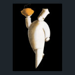 Vintage Business, Art Deco Restaurant Chef Poster<br><div class="desc">Vintage illustration av mat och dryck med en konst deco-professionell eller en personlig kock som bär en traditionell kockuniform (eller kockens vita) och en toque blanche (traditionell hatt). Han transporterar mat som en servitör för ett party som är på strö.</div>