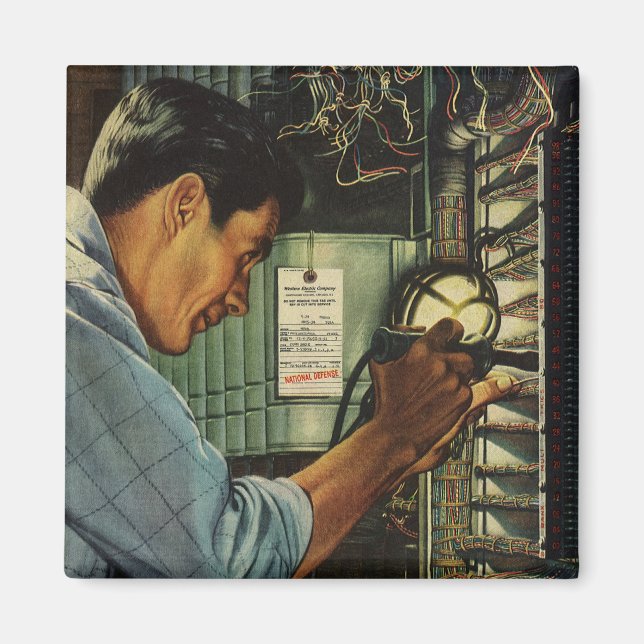 Vintage Business elektriker kretsbrytarpanel Magnet (Framsidan)