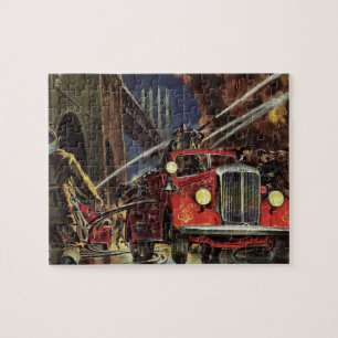 Vintage Business, Firemen Firefighters Fire Lastbi Pussel