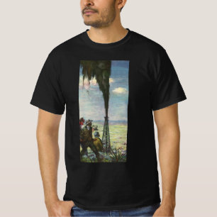 Vintage Business, Gushing Oil well med arbetare Tee Shirt