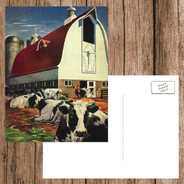 Vintage Business, Holstein Mjölk Cows on Dairy Far Vykort