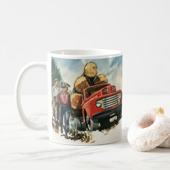 Vintage Business, Logga Lastbil med lumberjacks Kaffemugg (Med munk)