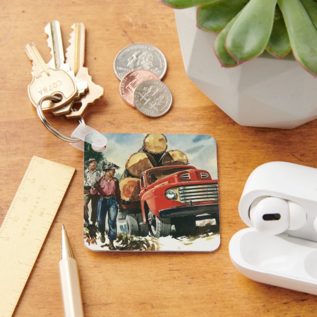 Vintage Business, Logga Lastbil med lumberjacks Nyckelring (Skrivbord)