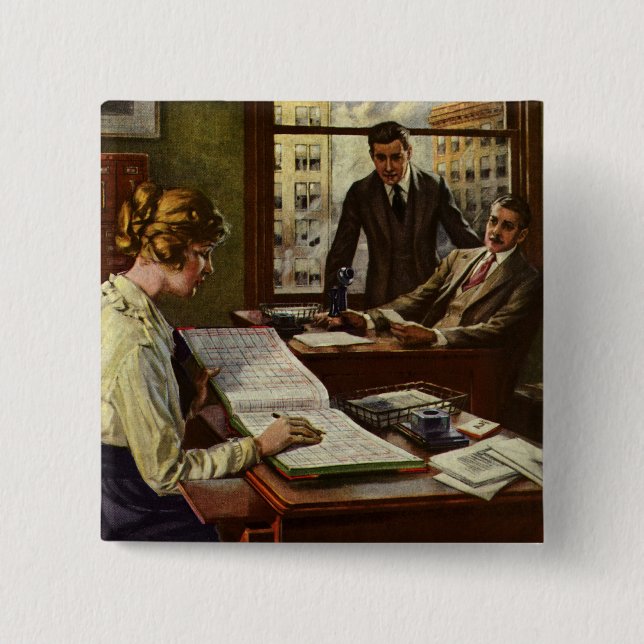 Vintage Business Meeting, Office med chefer Knapp (Framsida)