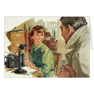 Vintage Business Office, CEO Chef och Secretary Hälsningskort